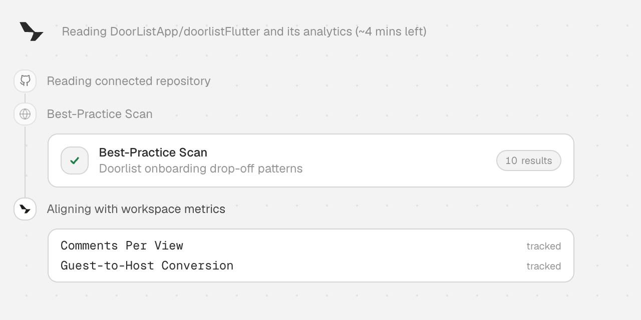 Pilot’s insight generation view, with status cards and a request that’s still running.