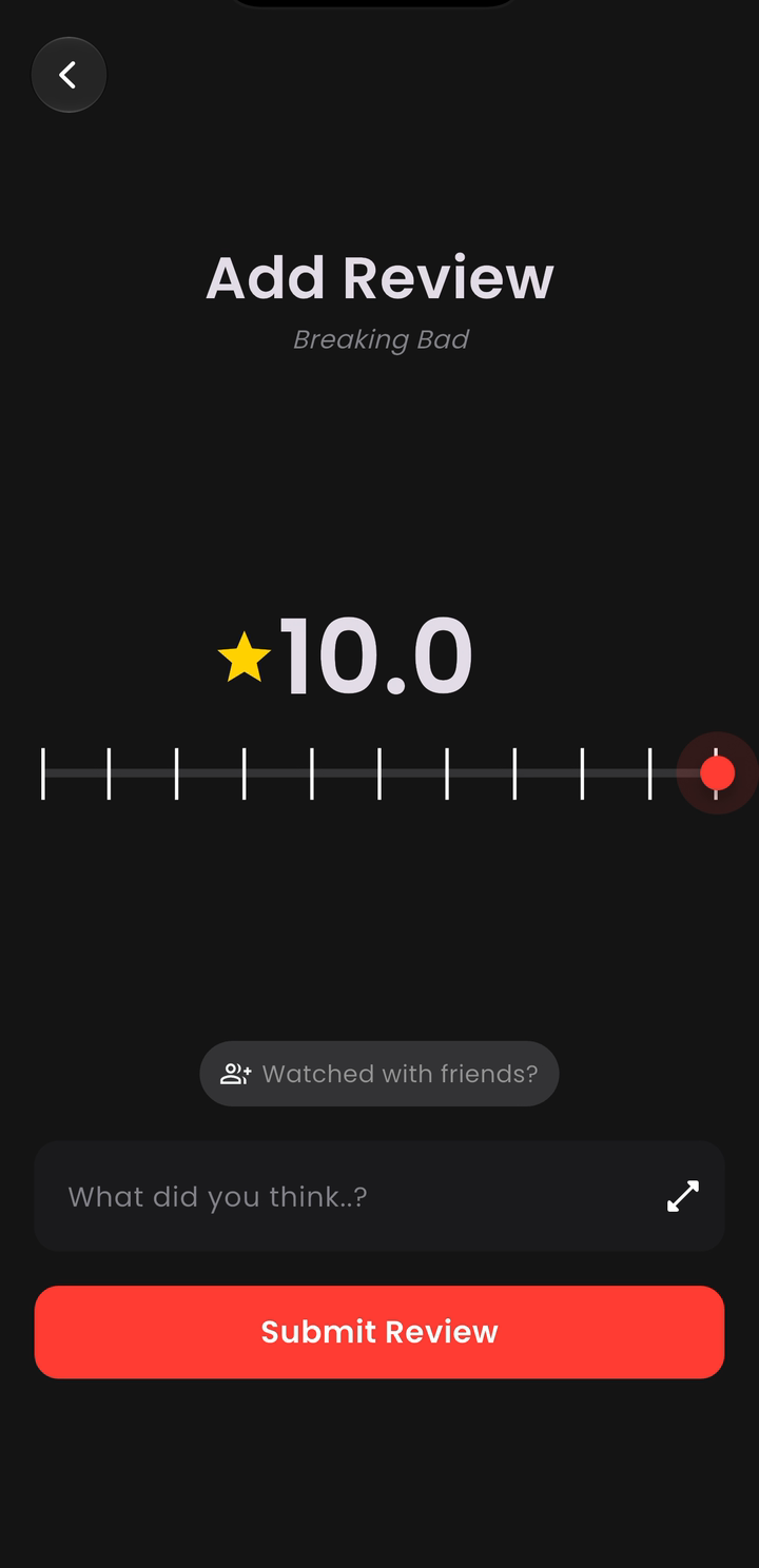 The rating slider at 10.0. The same control allows scores in decimal increments.